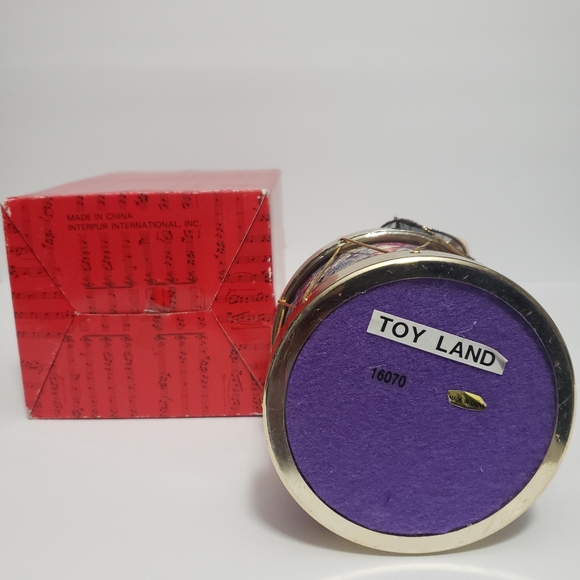 VTG Porcelain Harlequin Jester Clown In A Drum Animated Music Box "Toy Land" - Picture 8 of 11